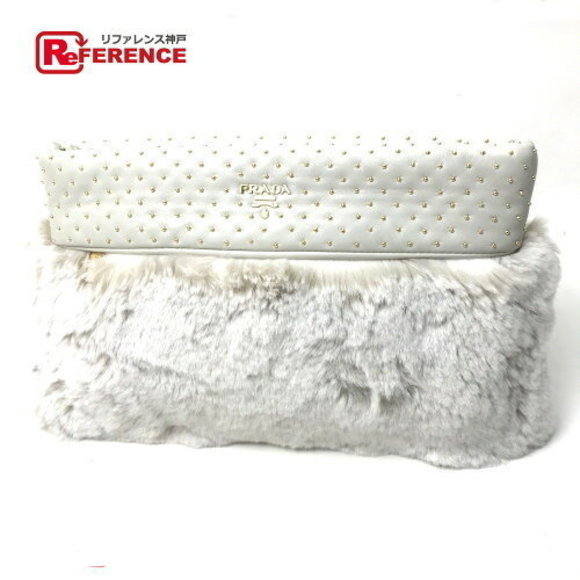 Prada bag clutch fur leather off white - Picture 1 of 8